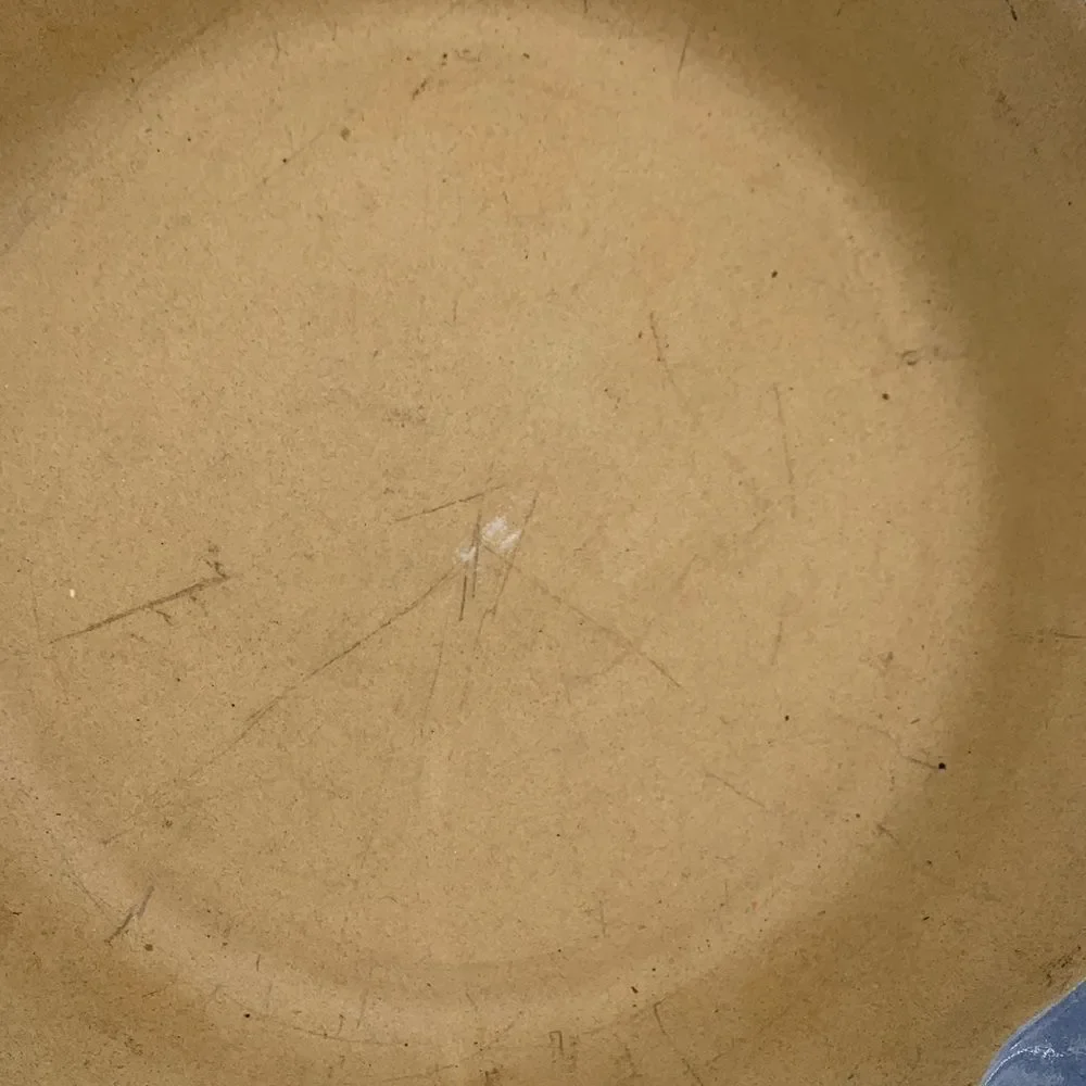 Pampered Chef Family Heritage Blue and Tan Stoneware Pie Dish county blue